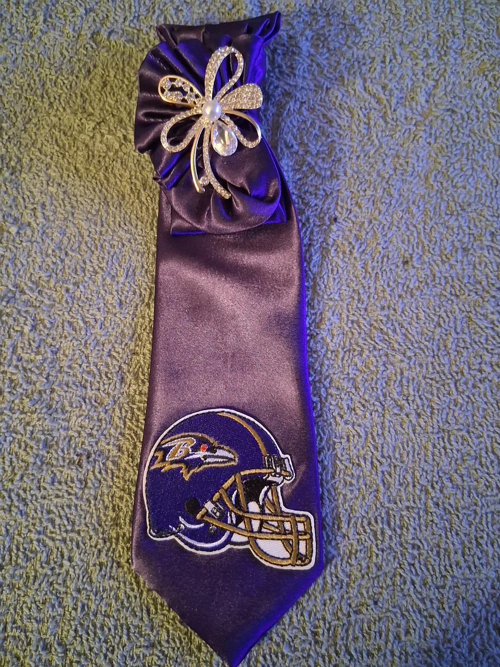 Baltimore Ravens Purple Satin Novelty Tie with Rhinestone Accent